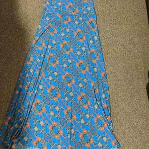 EUC blue w/flowers Lularoe Maxi Skirt Size S
